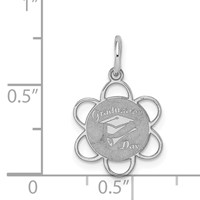 Sterling Silver Rhodium-plated Graduation Day Disc Charm view 4