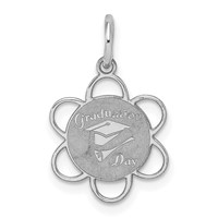 Sterling Silver Rhodium-plated Graduation Day Disc Charm view 1