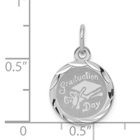Sterling Silver Rhodium-plated Graduation Day Disc Charm view 4