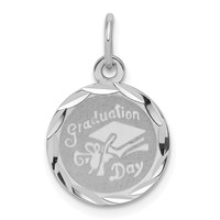 Sterling Silver Rhodium-plated Graduation Day Disc Charm view 1