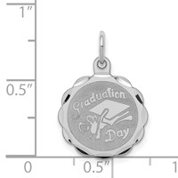 Sterling Silver Rhodium-plated Graduation Day Disc Charm view 4