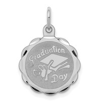 Sterling Silver Rhodium-plated Graduation Day Disc Charm view 1