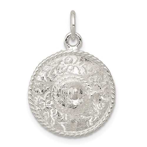 Sterling Silver Polished Textured 3-D Sombrero Charm