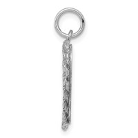 Sterling Silver Rhodium-plated Graduation Cap and Diploma Rope-Edge Engravable 16mm Heart Disc Charm view 2