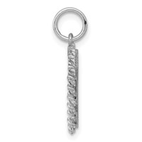 Sterling Silver Rhodium-plated Graduation Cap and Diploma Rope-Edge Engravable 13mm Heart Disc Charm view 2