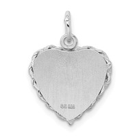 Sterling Silver Rhodium-plated Graduation Cap and Diploma Rope-Edge Engravable 13mm Heart Disc Charm view 3