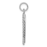 Sterling Silver Rhodium-plated Graduation Cap and Diploma Rope-Edge Engravable 18mm Heart Disc Charm view 2
