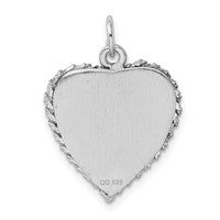 Sterling Silver Rhodium-plated Graduation Cap and Diploma Rope-Edge Engravable 18mm Heart Disc Charm view 3