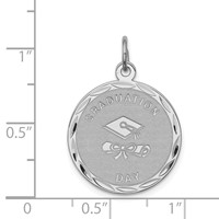 Sterling Silver Rhodium-plated Graduation Day Disc Charm view 4