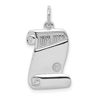 Sterling Silver Rhodium-plated Diploma Charm view 1