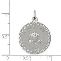 Sterling Silver Rhodium-plated Graduation Day Engravable 19mm Round Disc Charm view 4