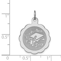 Sterling Silver Rhodium-plated Graduation Day Disc Charm view 4