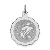 Sterling Silver Rhodium-plated Graduation Day Disc Charm view 1
