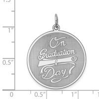 Sterling Silver Rhodium-plated on Graduation Day Engravable 23mm Round Disc Charm view 4