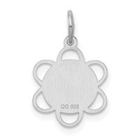 Sterling Silver Rhodium-plated Sweet 16 Engravable Scalloped Edge Disc Charm view 3