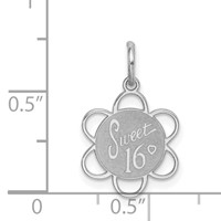 Sterling Silver Rhodium-plated Sweet 16 Engravable Scalloped Edge Disc Charm view 4