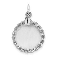 Sterling Silver Rhodium-plated Sweet 16 Rope-Edge Engravable 17mm Disc Charm view 3