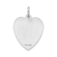 Sterling Silver Rhodium-plated Sweet 16 Engravable 17mm Heart Disc Charm view 3