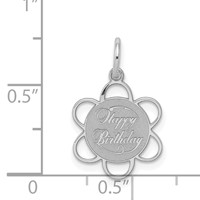 Sterling Silver Rhodium-plated Happy Birthday Disc Charm view 4
