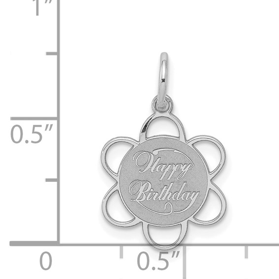 Sterling Silver Rhodium-plated Happy Birthday Disc Charm