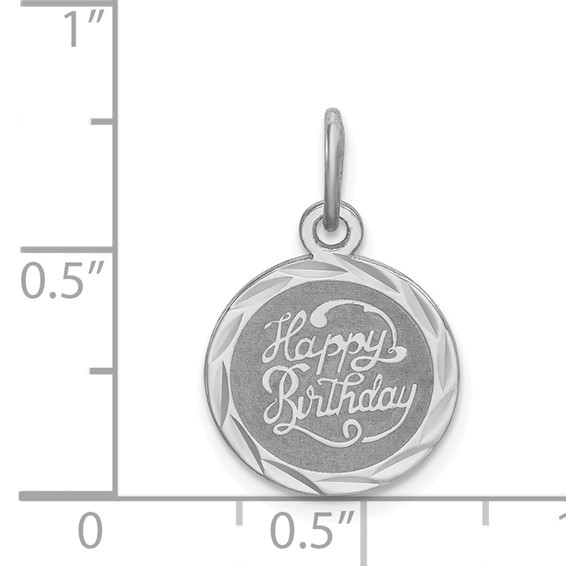 Sterling Silver Rhodium-plated Happy Birthday Disc Charm
