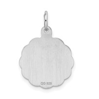 Sterling Silver Rhodium-plated Happy Birthday Charm with Cake Engravable 15mm Round Disc view 3