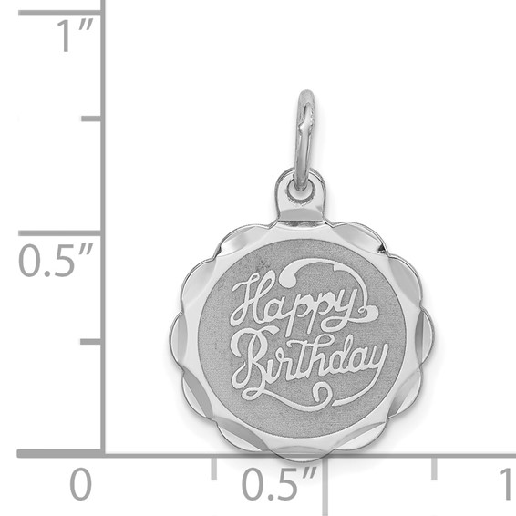 Sterling Silver Rhodium-plated Happy Birthday Disc Charm