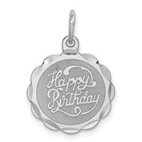 Sterling Silver Rhodium-plated Happy Birthday Disc Charm view 1