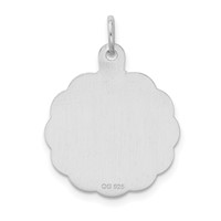 Sterling Silver Rhodium-plated Happy Birthday Charm with Cake Engravable 19mm Round Disc view 3