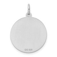 Sterling Silver Rhodium-plated Happy Birthday Engravable 20mm Round Disc Charm view 4