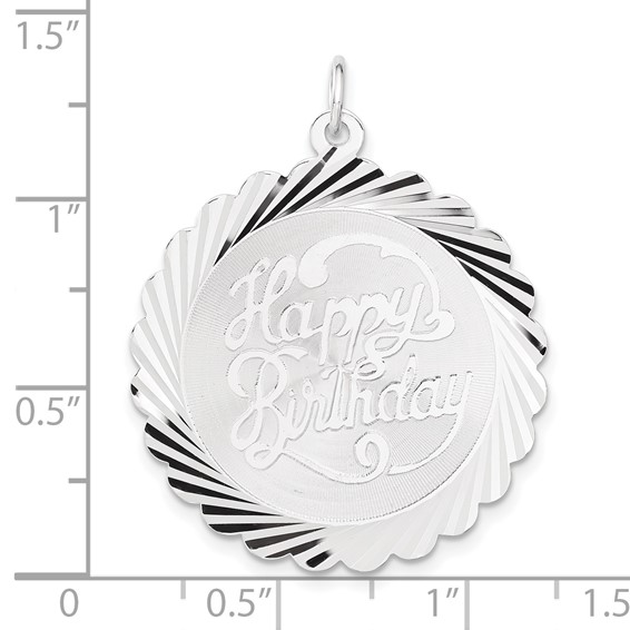 Sterling Silver Diamond-cut Happy Birthday Disc Charm