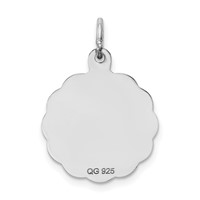 Sterling Silver Rhodium-plated Polished Front Satin Back Its a Girl Engravable 16mm Scalloped Disc Charm view 4