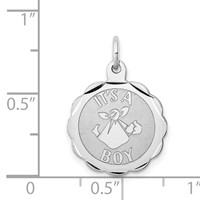 Sterling Silver Rhodium-plated Its a Boy Charm view 3
