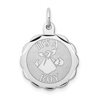 Sterling Silver Rhodium-plated Its a Boy Charm view 1