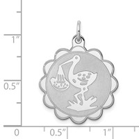 Sterling Silver Rhodium-plated Stork Disc Charm view 4