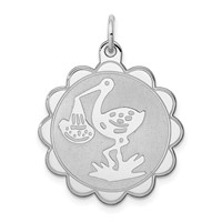 Sterling Silver Rhodium-plated Stork Disc Charm view 1