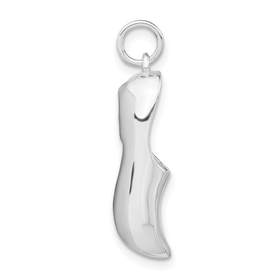 Sterling Silver 3-D Polished Wooden Shoe Pendant