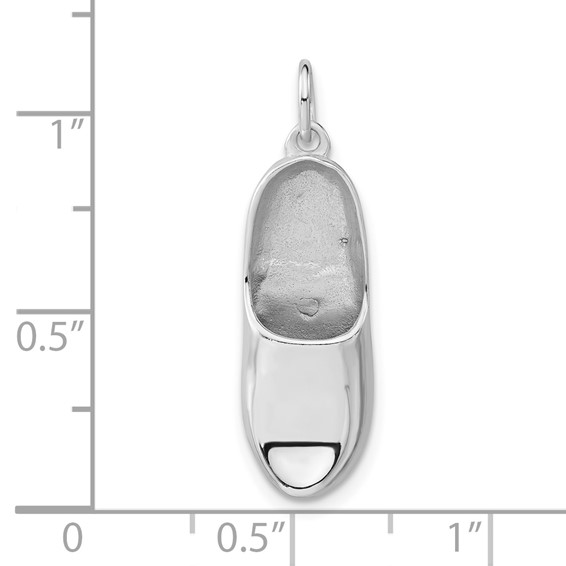 Sterling Silver 3-D Polished Wooden Shoe Pendant