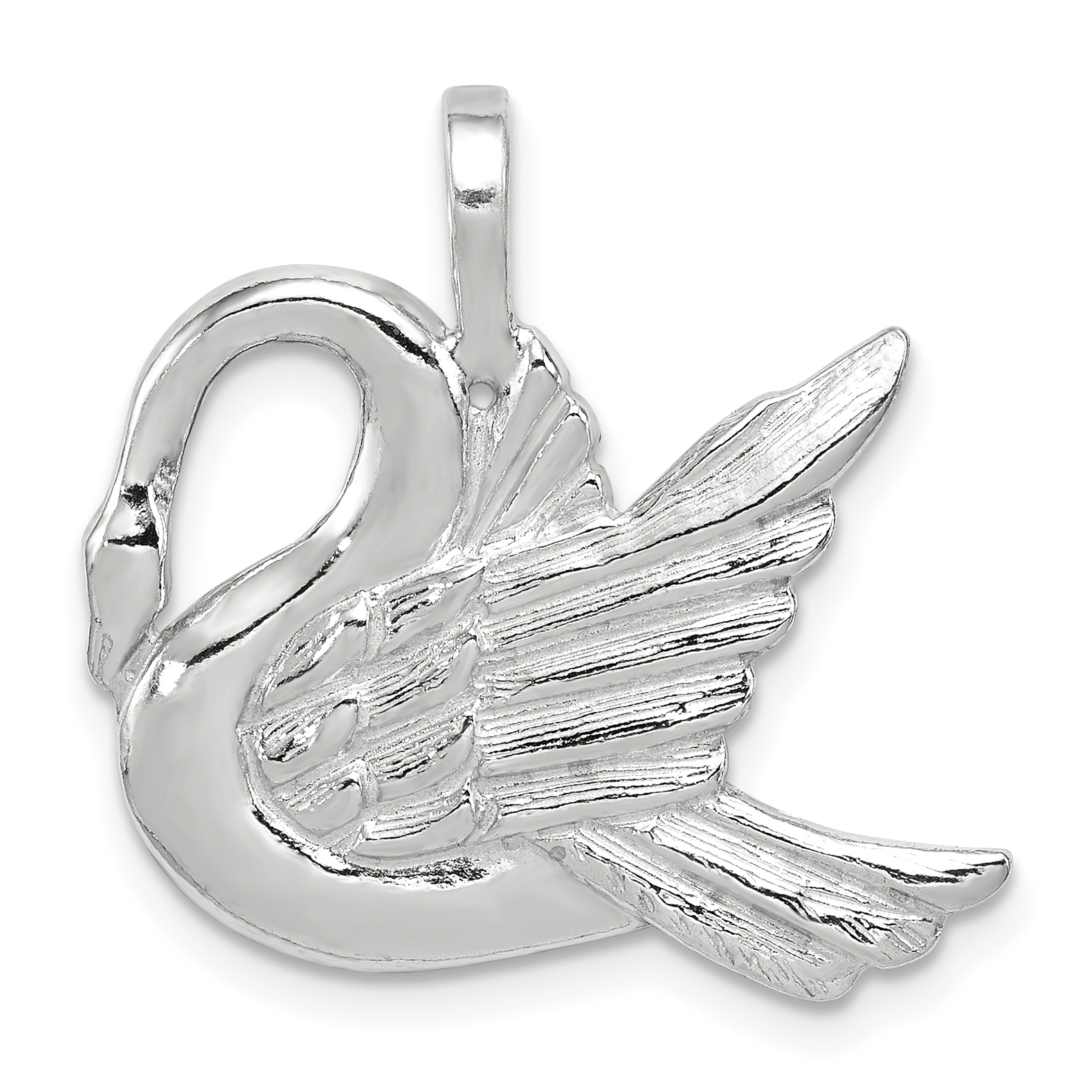 Sterling Silver Swan Charm (QC2599)