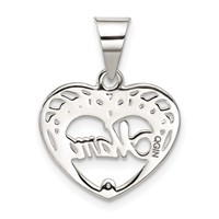 Sterling Silver Polished Mama Heart Charm view 3