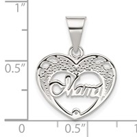 Sterling Silver Polished Mama Heart Charm view 4