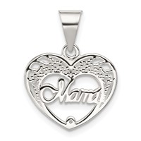 Sterling Silver Polished Mama Heart Charm view 1