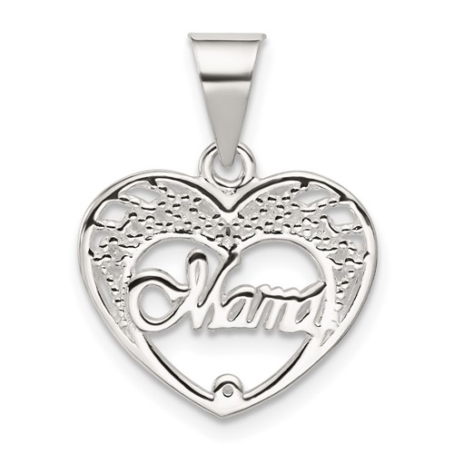 Sterling Silver Polished Mama Heart Charm