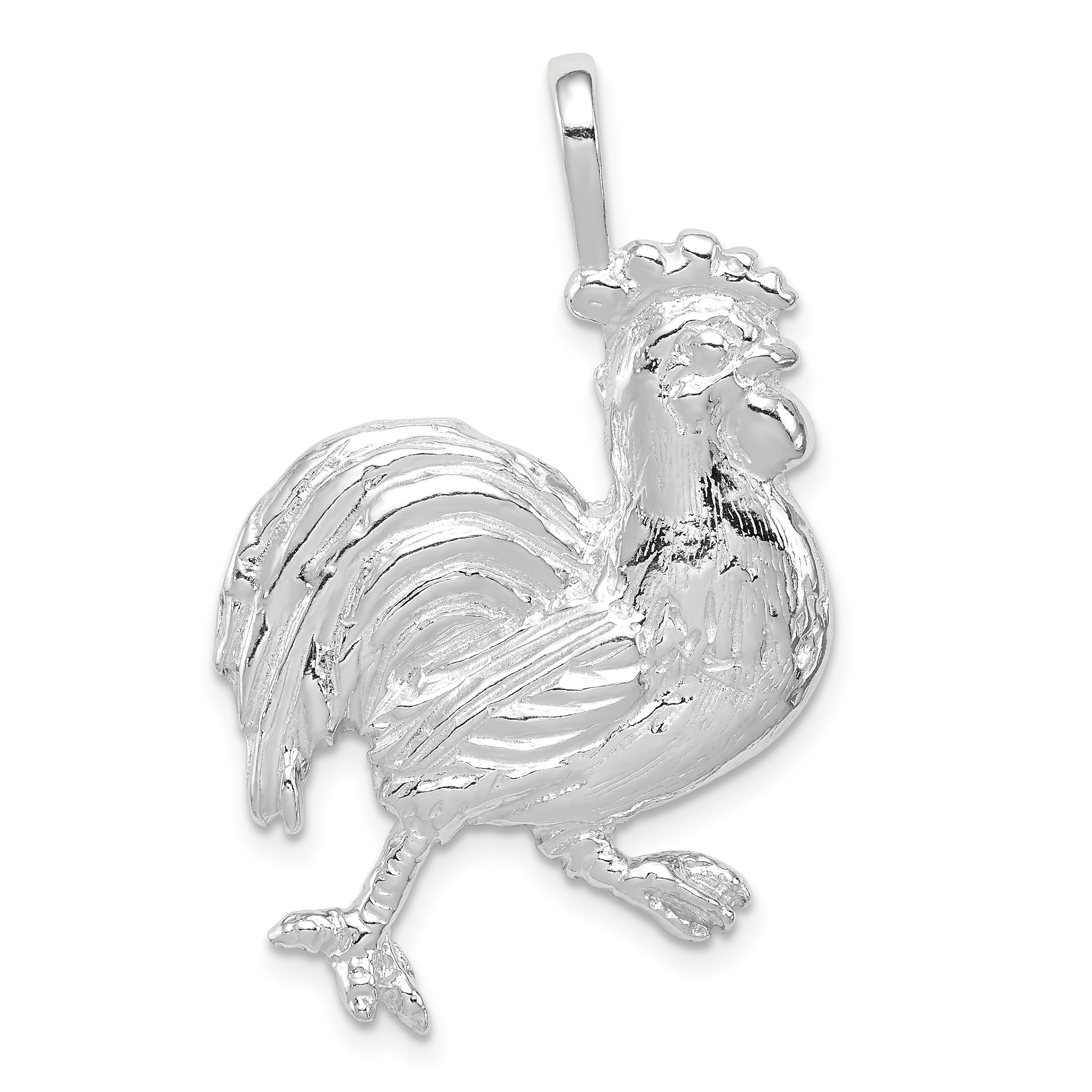 Sterling Silver Rooster Charm (QC2645)