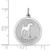 Sterling Silver Rhodium-plated Airedale Disc Charm view 3