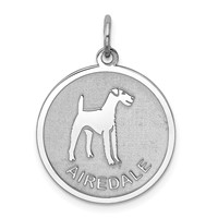 Sterling Silver Rhodium-plated Airedale Disc Charm view 1