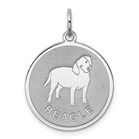 Sterling Silver Rhodium-plated Beagle Disc Charm view 1