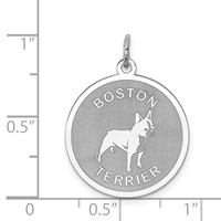 Sterling Silver Rhodium-plated Boston Terrier Disc Charm view 3