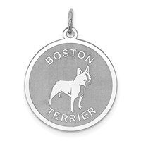 Sterling Silver Rhodium-plated Boston Terrier Disc Charm view 1