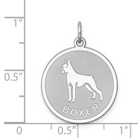 Sterling Silver Rhodium-plated Boxer Dog Engravable 19mm Disc Charm view 3